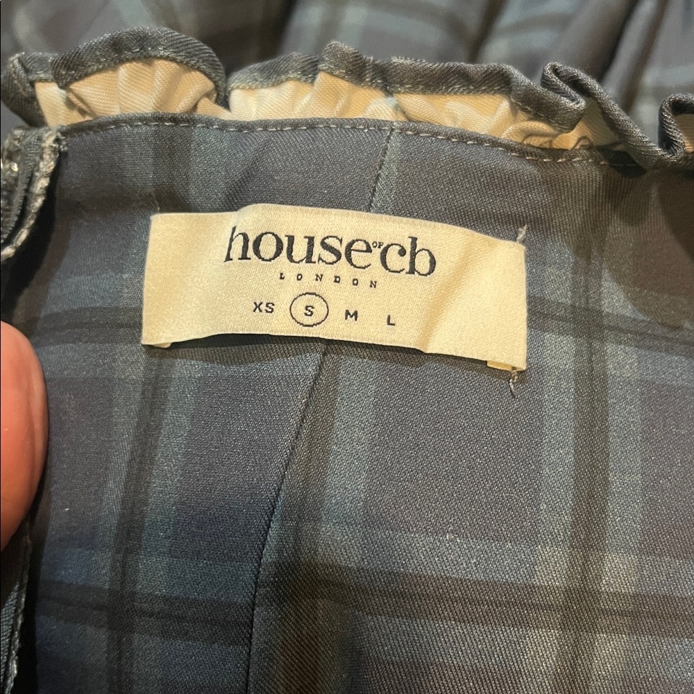 House of CB Blue Tartan Long Sleeve Dress - Picture 3 of 5